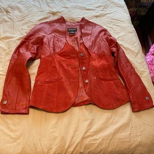 Orange Textured Leather Jacket